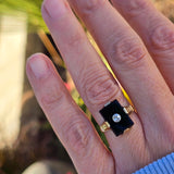 10k gold vintage Art deco c.1920's black onyx and diamond ring