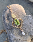 10k gold Victorian peridot and pearl necklace pendant lavaliere