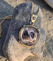 Victorian 18ct gold and silver BULLDOG DOG  ESSEX crystal and diamond pendant necklace