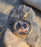 Victorian 18ct gold and silver BULLDOG DOG  ESSEX crystal and diamond pendant necklace