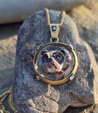 Victorian 18ct gold and silver BULLDOG DOG  ESSEX crystal and diamond pendant necklace