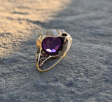 10k gold two tone vintage estate floral amethyst ring