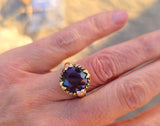 10k gold two tone vintage estate floral amethyst ring