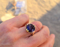 10k gold two tone vintage estate floral amethyst ring