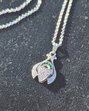 14k white gold Art Deco c.1920's diamond and emerald necklace pendant