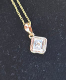 14k gold two tone Deco diamond  necklace pendant