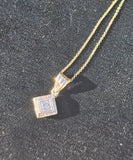 14k gold two tone Deco diamond necklace pendant