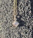 14k gold two tone Deco diamond necklace pendant