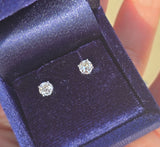 14k white gold European cut diamond scroll studs - .54ct tw