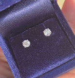 14k white gold European cut diamond scroll studs - .54ct tw