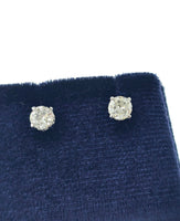 14k white gold European cut diamond scroll studs - .54ct tw