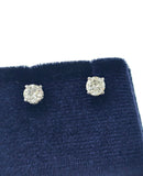 14k white gold European cut diamond scroll studs - .54ct tw