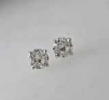 14k white gold European cut diamond scroll studs - .54ct tw