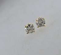 14k gold European cut diamond scroll studs - .61ct tw