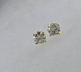 14k gold European cut diamond scroll studs - .61ct tw