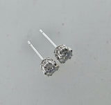 14k white gold European cut diamond Deco style scroll studs - .68ct tw