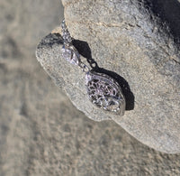 14k white gold Deco c.1920's diamond filigree necklace pendant