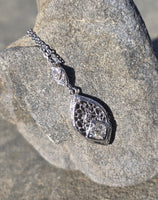 14k white gold Deco c.1920's diamond filigree necklace pendant