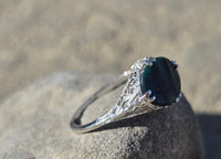 18k white gold vintage estate bloodstone ring