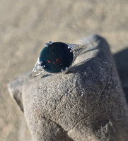 18k white gold vintage estate bloodstone ring