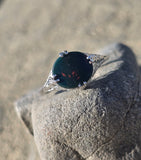 18k white gold vintage estate bloodstone ring