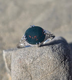 18k white gold vintage estate bloodstone ring