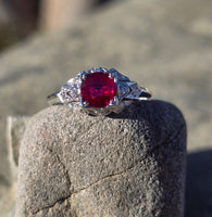 Platinum Art Deco antique ruby and diamond ring HOLD