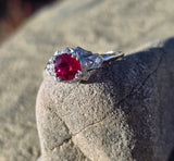 Platinum Art Deco antique ruby and diamond ring HOLD