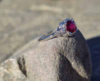 Platinum Art Deco antique ruby and diamond ring HOLD