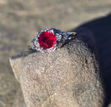 Platinum Art Deco antique ruby and diamond ring HOLD