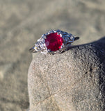 Platinum Art Deco antique ruby and diamond ring HOLD