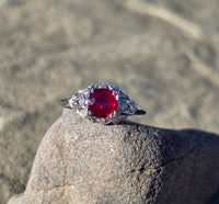 Platinum Art Deco antique ruby and diamond ring HOLD