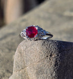 Platinum Art Deco antique ruby and diamond ring HOLD