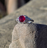 Platinum Art Deco antique ruby and diamond ring HOLD