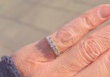 14k gold two tone 5 diamond estate wedding stackable band