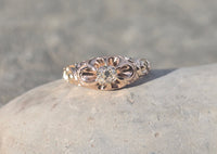 14k gold old mine cut diamond solitaire antique estate ring - apx .32ct