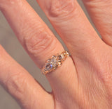 14k gold old mine cut diamond solitaire antique estate ring - apx .32ct