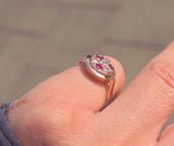 14k gold old cut diamond and ruby antique ring