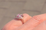 14k gold old cut diamond and ruby antique ring