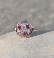 14k gold old cut diamond and ruby antique ring