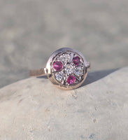 14k gold old cut diamond and ruby antique ring