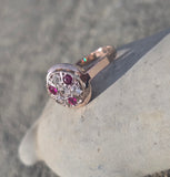 14k gold old cut diamond and ruby antique ring