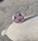 14k gold old cut diamond and ruby antique ring