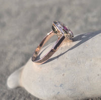 14k gold old cut diamond and ruby antique ring