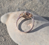 14k gold old cut diamond and ruby antique ring