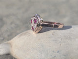 14k gold old cut diamond and ruby antique ring