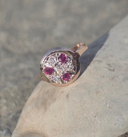 14k gold old cut diamond and ruby antique ring