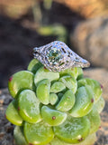 18K white gold green sapphire c.1920's filigree ring