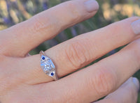 14k white gold sapphire & diamond estate ring