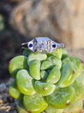 14k white gold sapphire & diamond estate ring